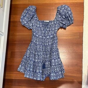 Zara blue puff sleeve mini dress
